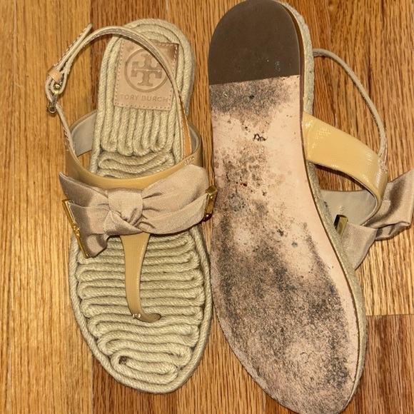 Tory Burch Penny Flat Bow Espadrille Thong Sandal - Picture 8 of 10